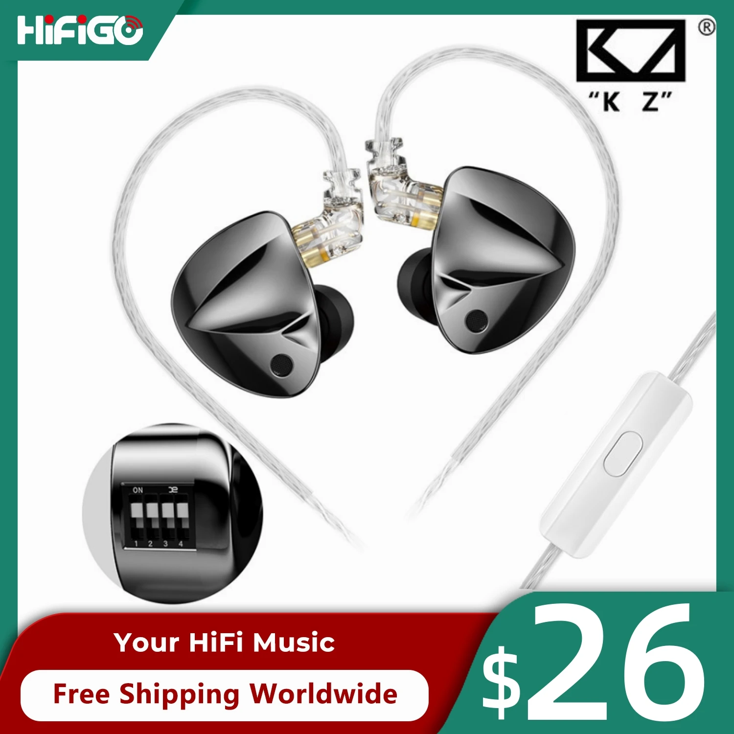 

Флагманские 10-миллиметровые динамические Hi-Fi наушники KZ D-Fi IEM с 4-уровневым управлением, настраиваемые наушники с монитором, Hi-Fi наушники с HD-микрофоном, 2pin 0,75