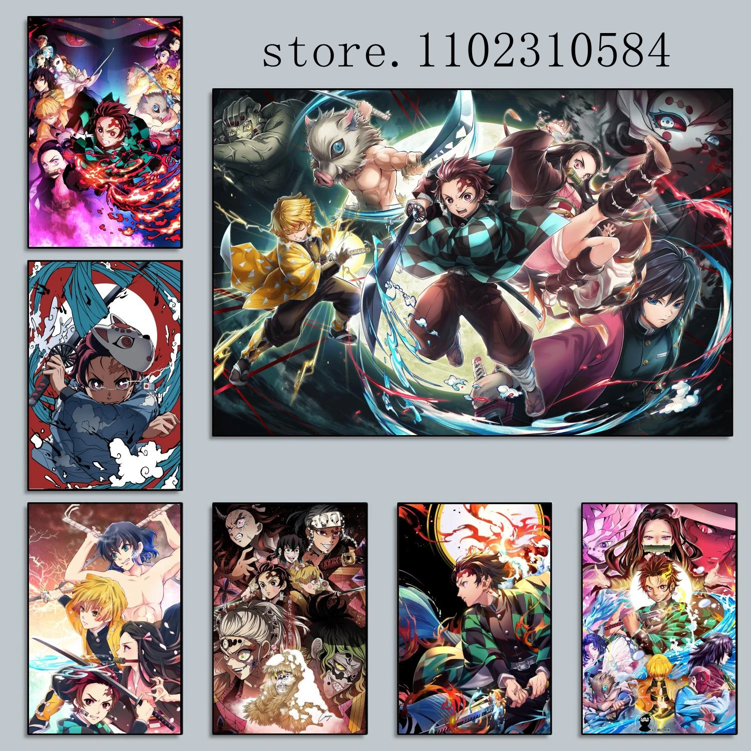 

Demon Slayer Kimetsu no Yaiba Anime Poster Wall Art Canvas Posters Decoration Art Poster Gift Modern Family bedroom Painting