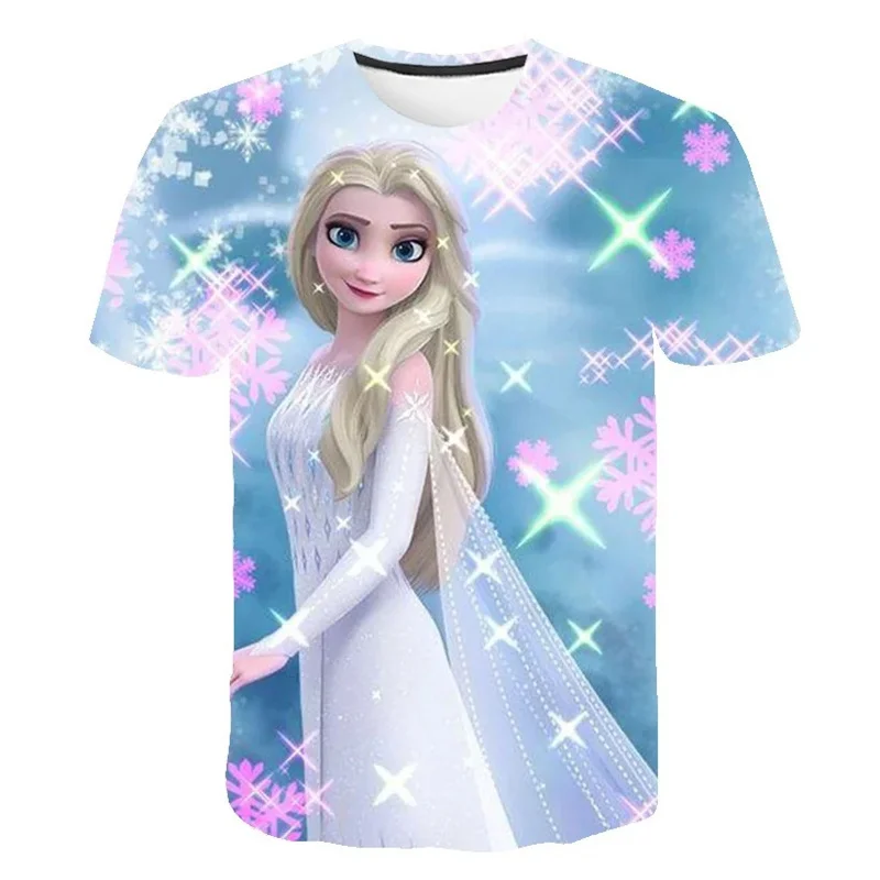 

Kids Cartoon Frozen 2 T-Shirts for Girls Fashion Clothes T Shirts Summer Girls Tees Short Sleeve Elsa Casual TShirts 1-14 Years