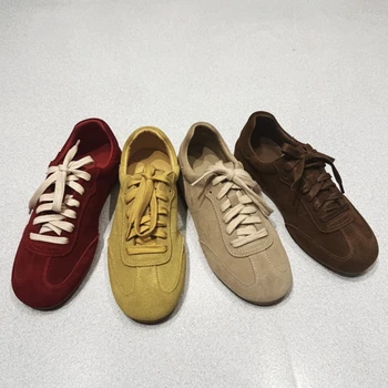 2026 New Women's Flat Sneakers Non-slip Cow suede German Training Shoes Plus Size Spring and Autumn Retro Style female Shoes 1