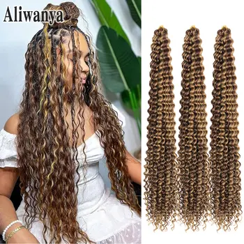 Long Deep Wave Braiding Hair 28 Inch Ocean Wave Crochet Hair Synthetic Deep Curly Crochet Hair Extensions For Black Women 1