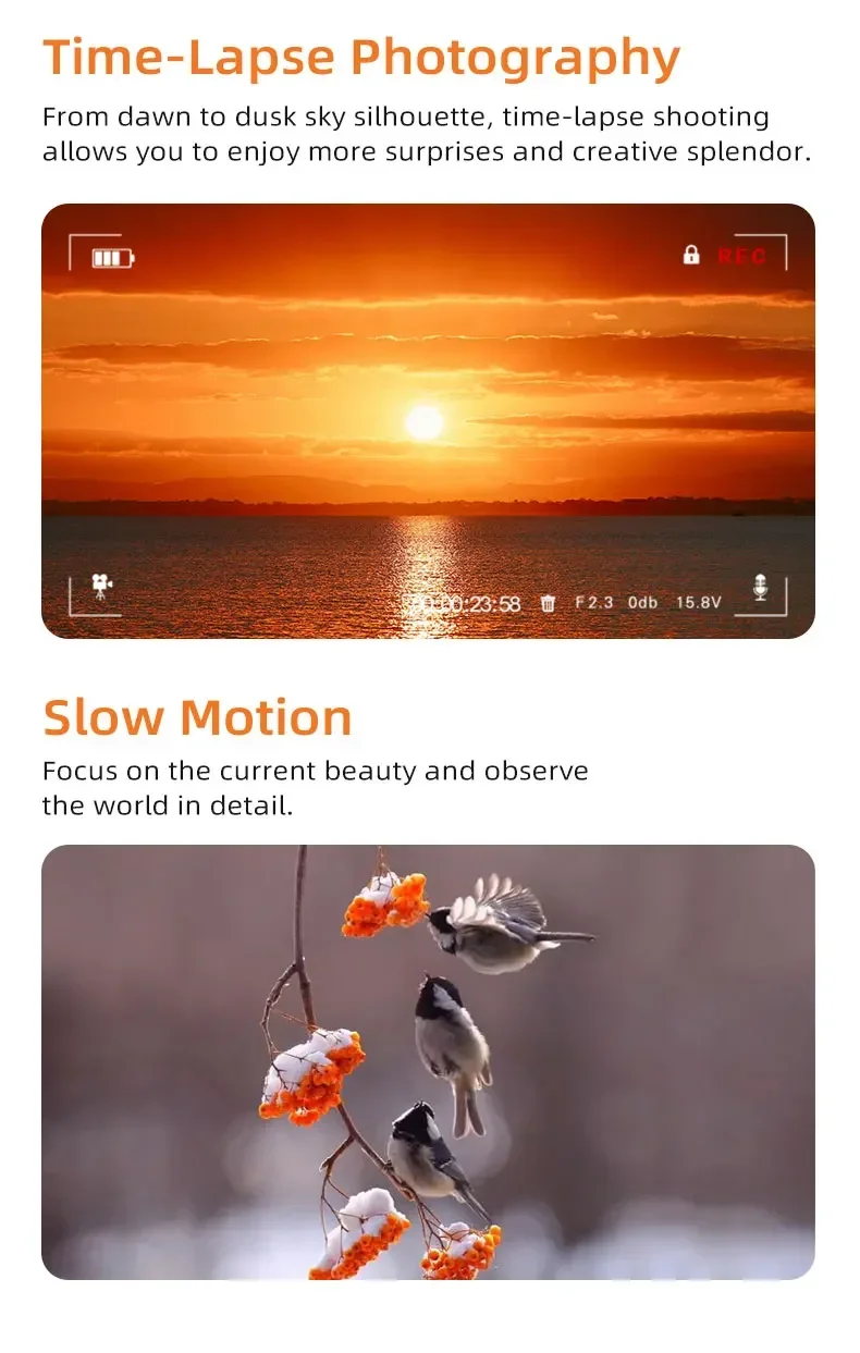 Vlog Action Camera M5 180° Rotation Lens 3.5"Screen Face Tracking IR Night Vison