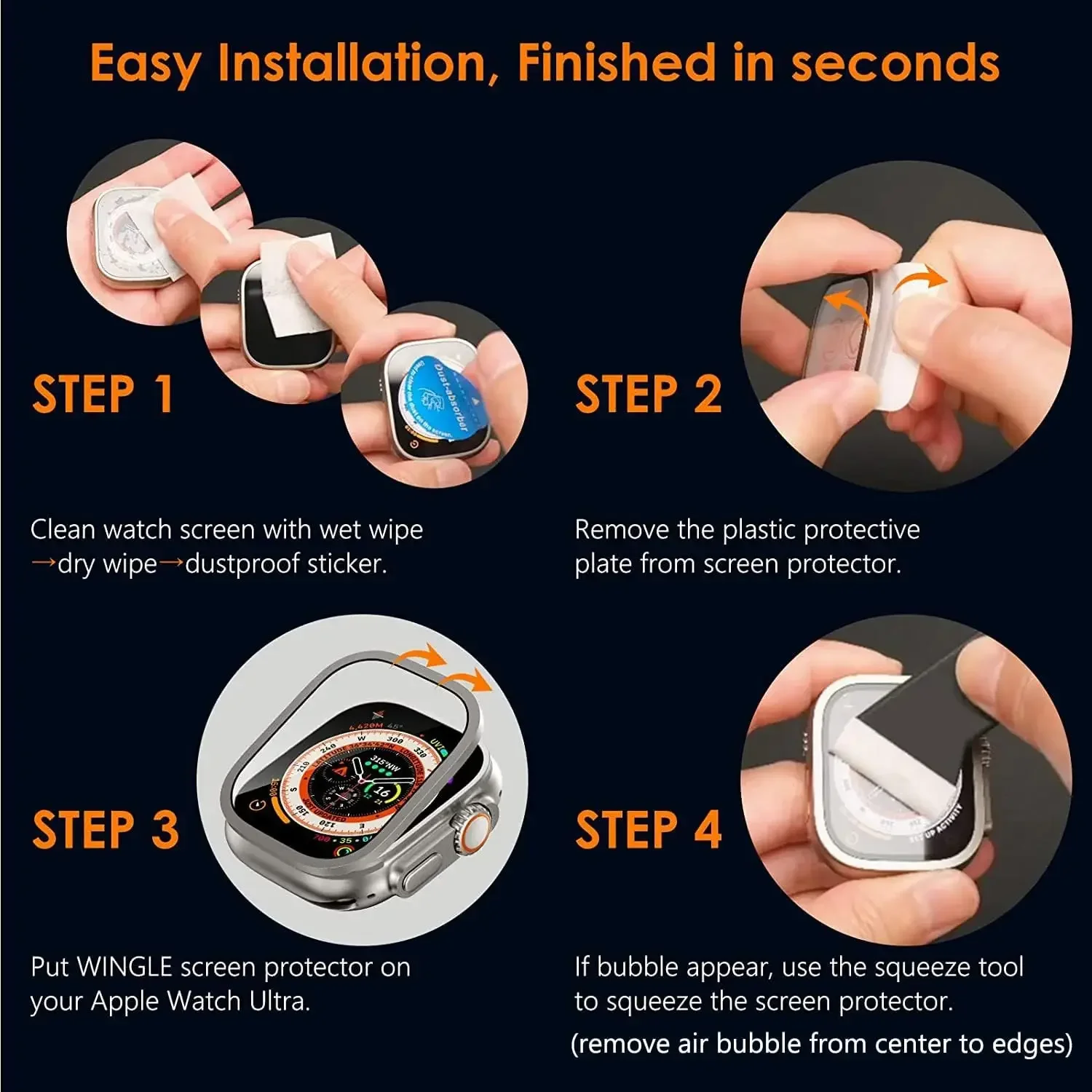 Tempered Glass Titanium Alloy Frame Protective Glass for Apple Watch Ultra 3 2 1 49mm Screen Protector for iwatch Ultra 3/2/1