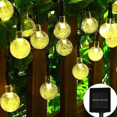 

5M/7M/12M/ LED String Lights Fairy Lights Garlands 8 Modes Solar Light Crystal Ball for Christmas Party Outdoor Decoration.