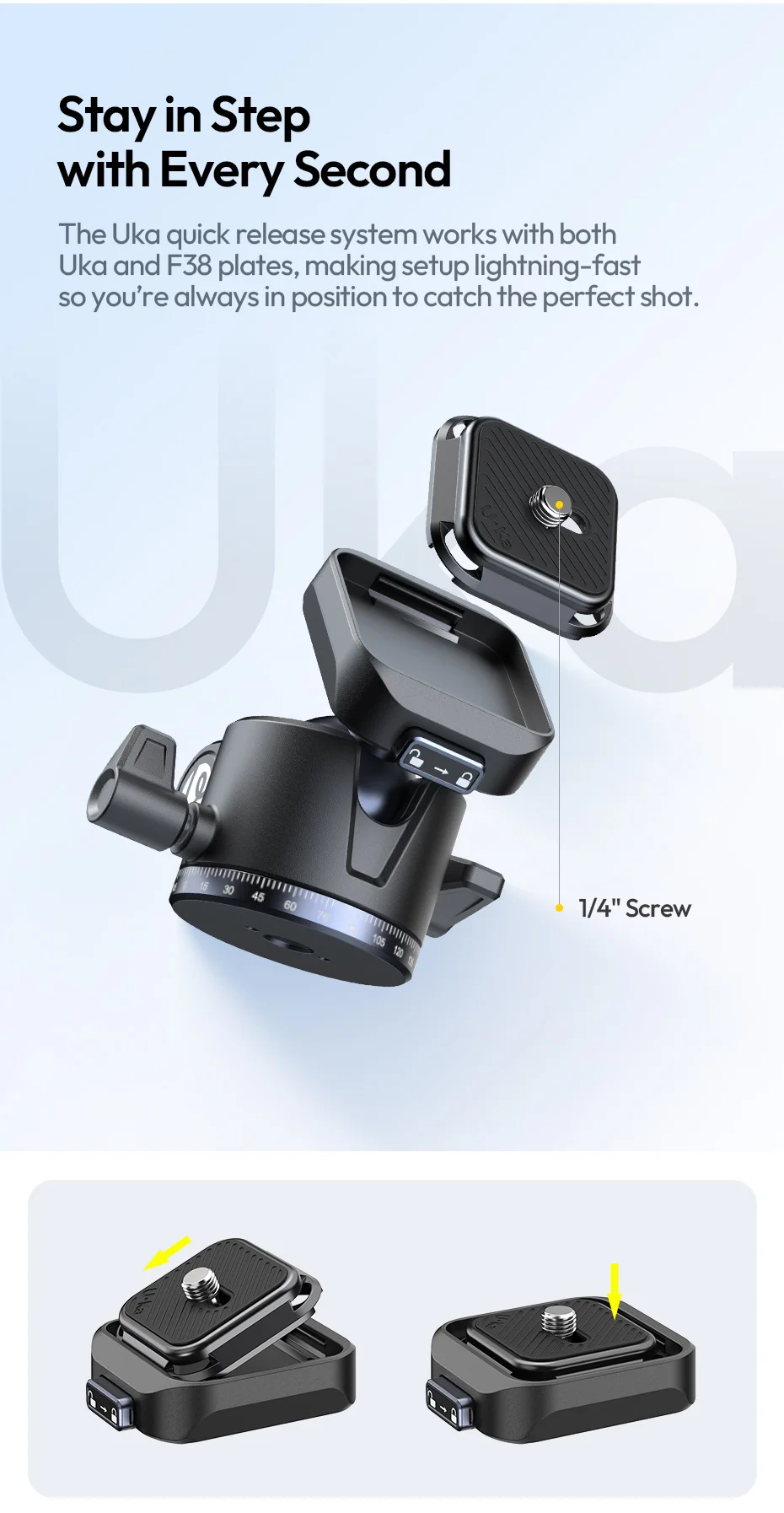 Travel Tripod Portable Metal Tripod 0.48-1.56M UKA QR Plate Tripod for Camera Sm