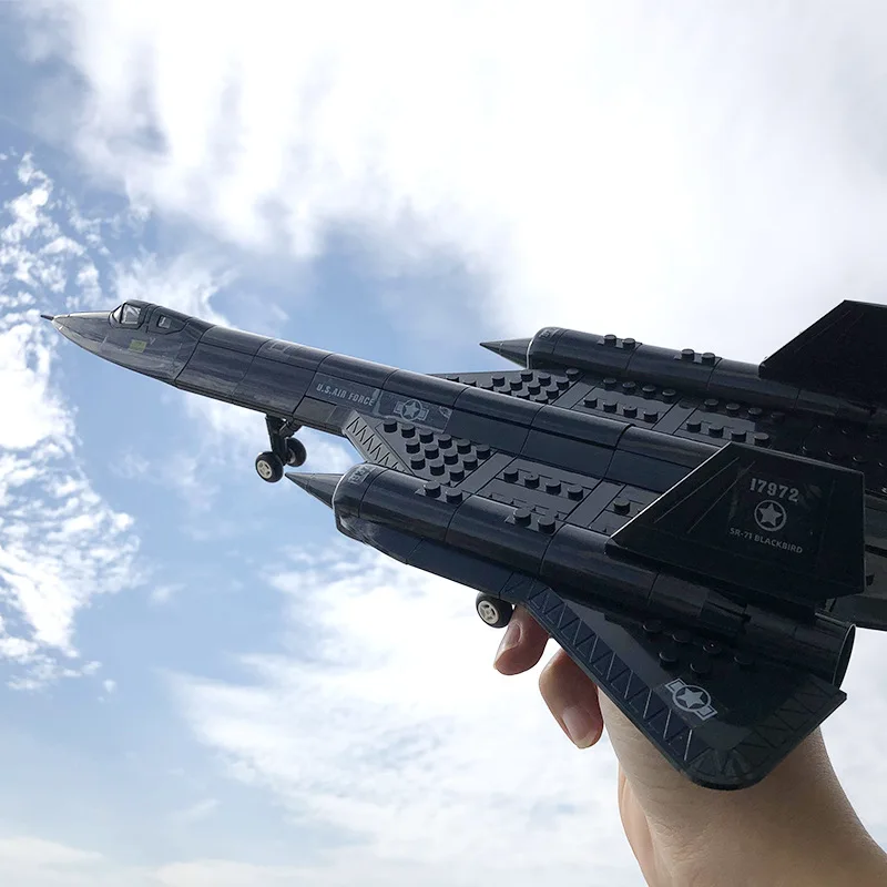 미국 군사 차량 SR-71 블랙버드 조립 모델 빌딩 블록 WW2 육군 피규어 벽돌 정찰 항공기 장난감