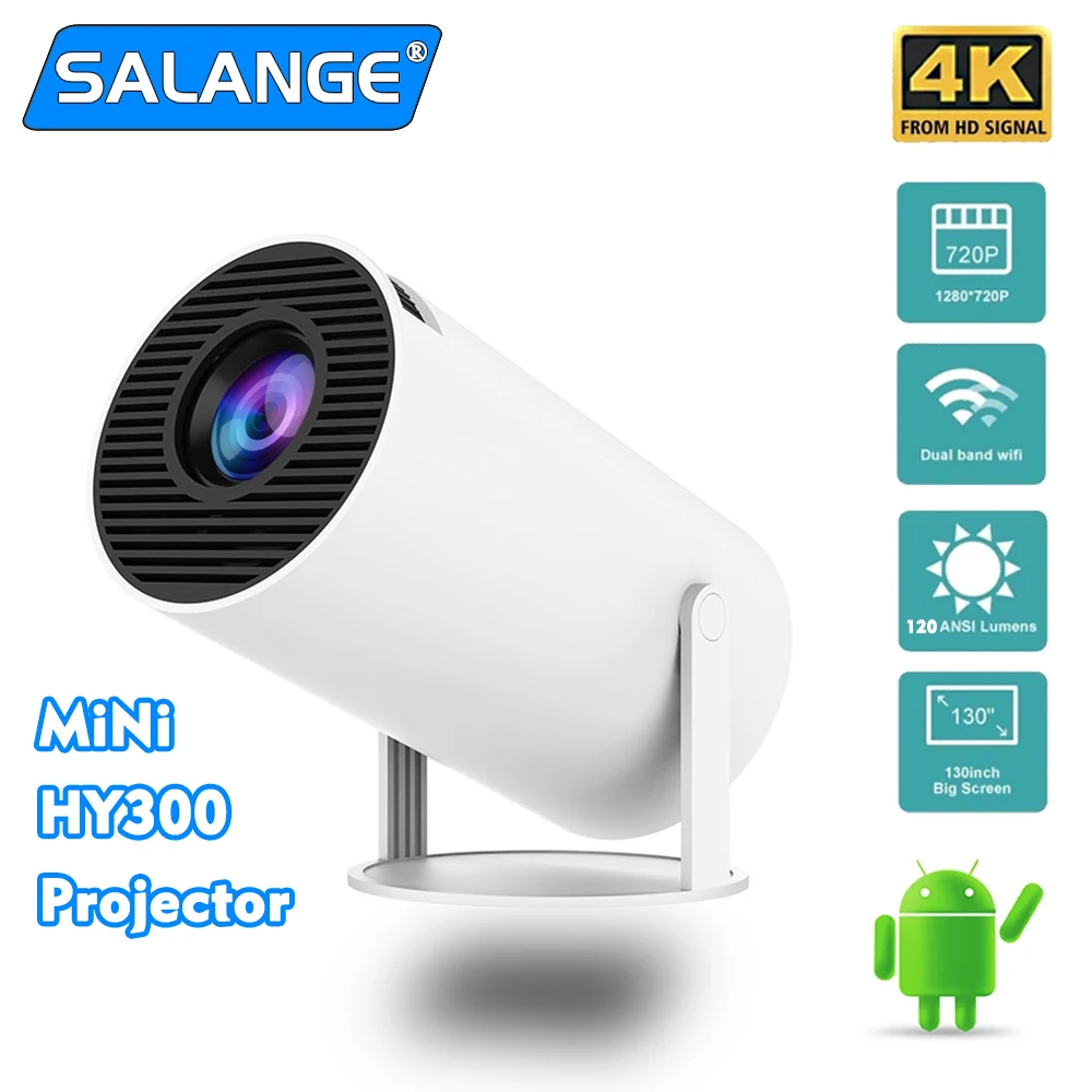 

Android 11 HY300 PRO Projector 4K Dual Wifi6120 ANSI Allwinner H713 BT 1080P 1280*720P Home Cinema Outdoor portable Projetor