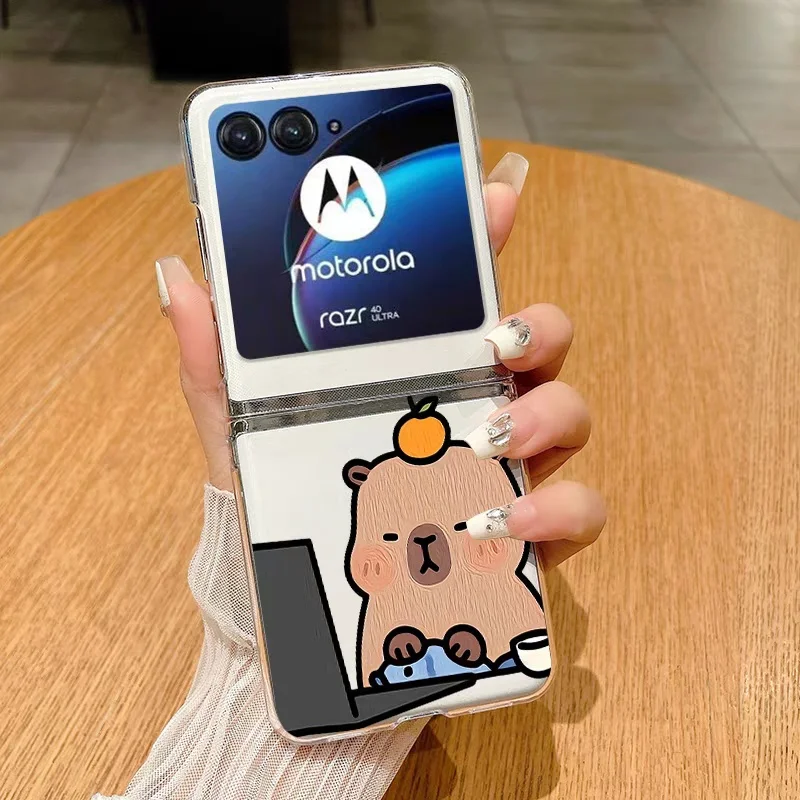 Adorable Cat-Themed Clear Hard Folding Phone Case
