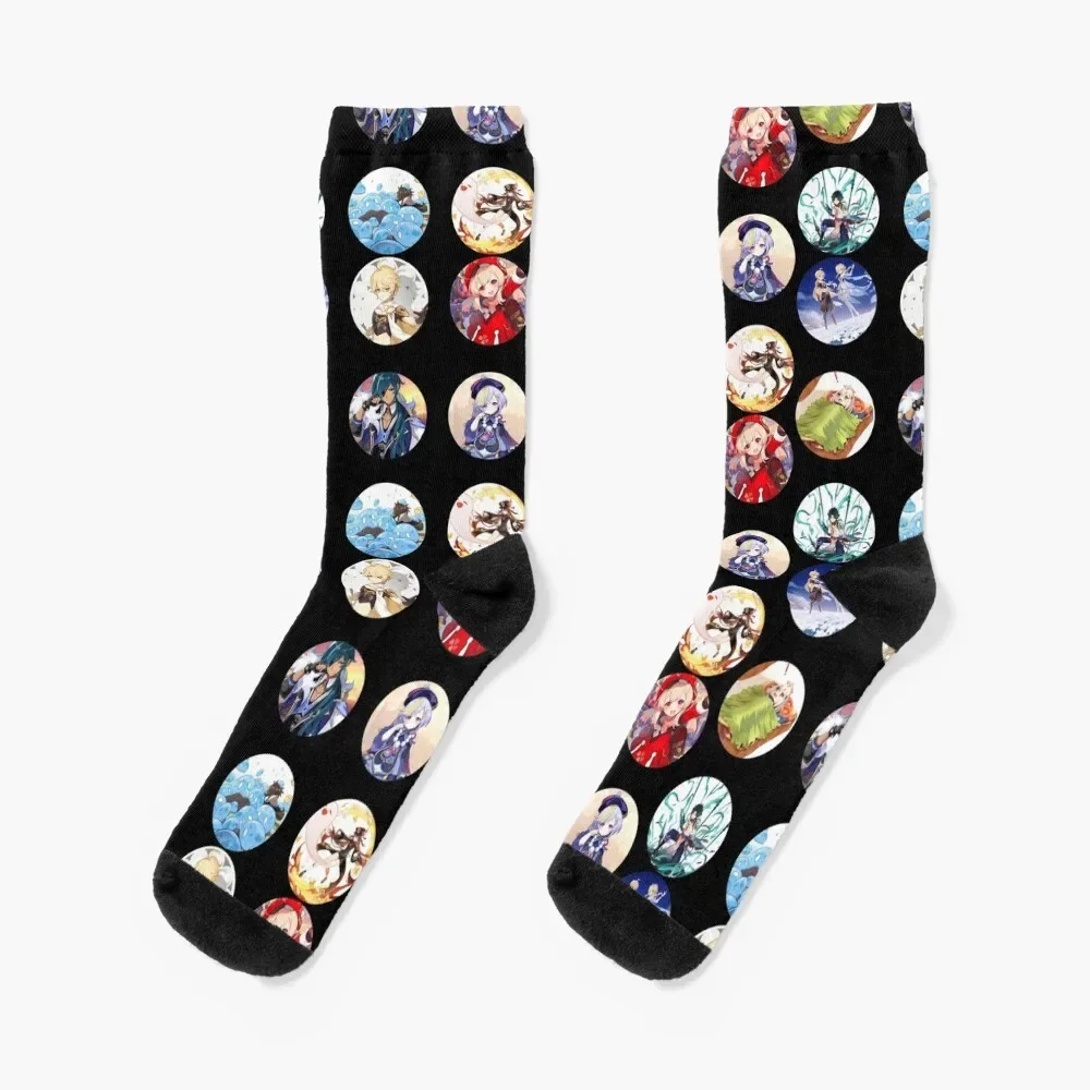 

Genshin Impact Sticker Set Socks sport Running Non-slip Socks Women Men's