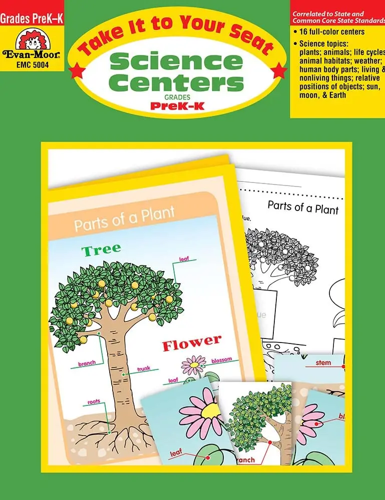 

Evan-Moor Take It to Your Seat Science Centers, Grades PreK-K Workbook,aged 3 4 5 6, English book 9781596730908