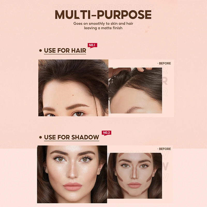 Eyebrow Powder - Air Cushion Eyebrow Powder Set, waterproof, natural, no smudge, superb, black and brown 5