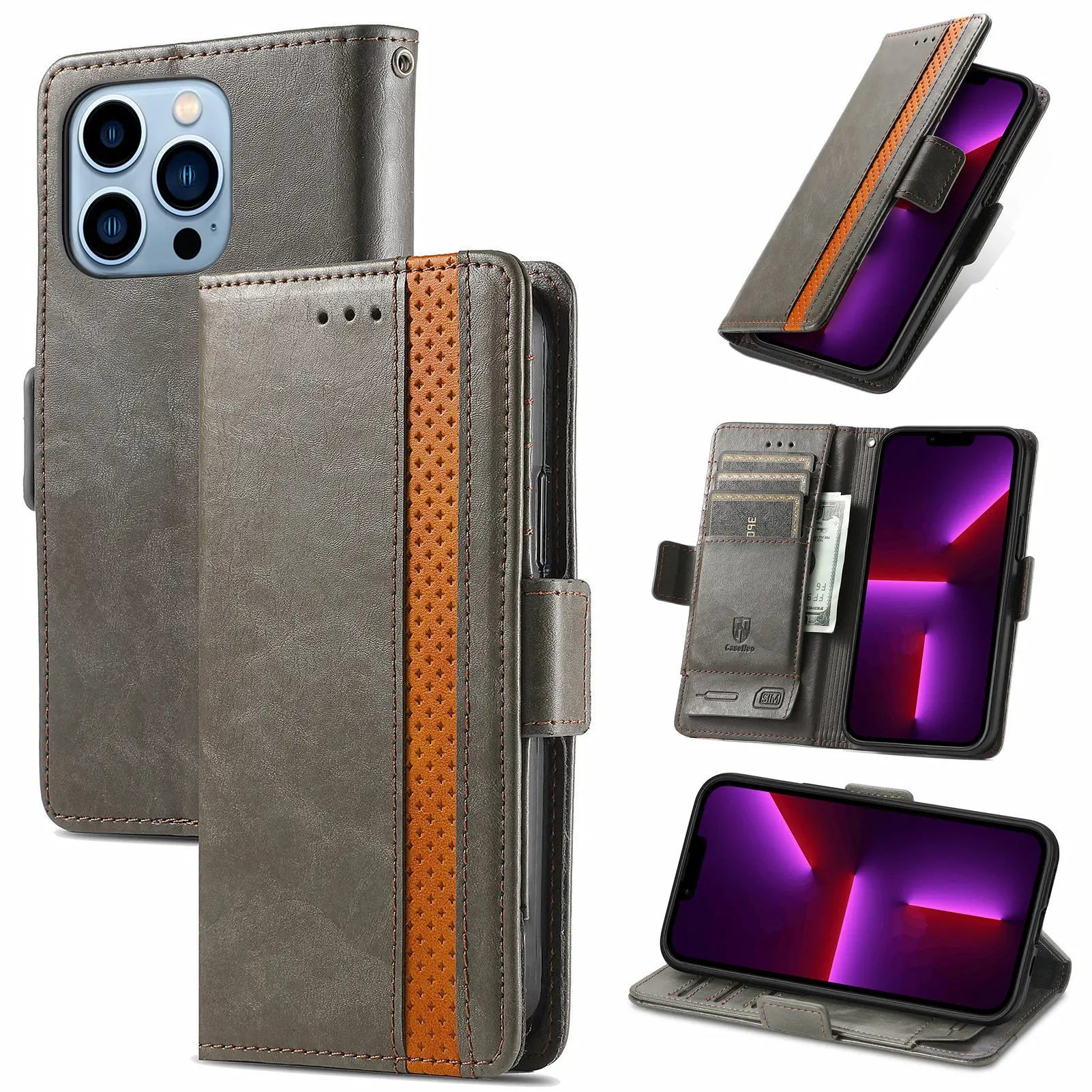 Premium RFID Blocking Leather Wallet Case with Wireless Charging and Card Slots