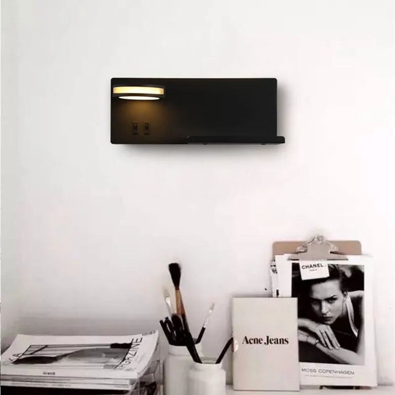 LED Wall Lamp Wall Light LED Reading Light Wireless Charging Wall Lamp Bedroom Bedside USB Wall Light Rotatable Reading Lamp Study Room Switch Modern Multifunctional Hotel
