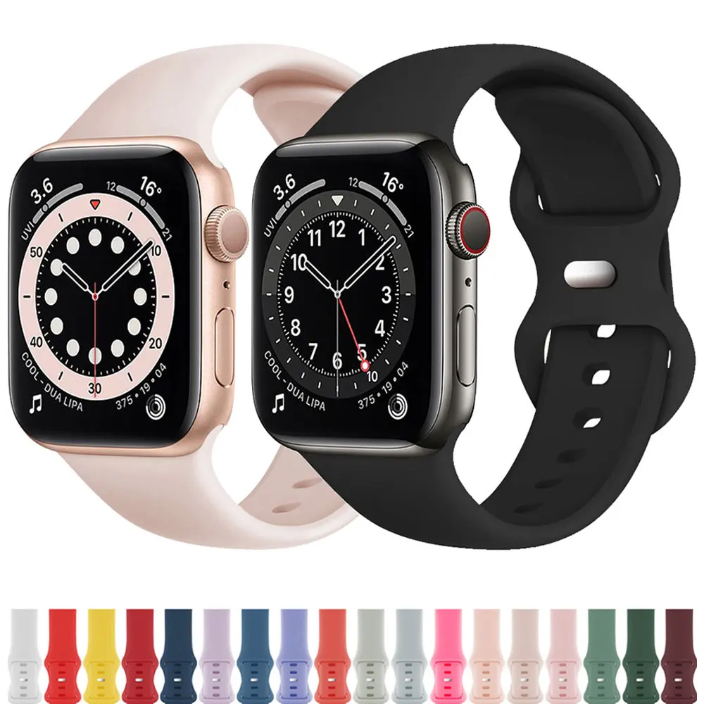 

Ремешок силиконовый для Apple Watch Band 49 мм 44 мм 40 мм 42 мм 38 мм, браслет для часов correa iWatch series Ultra 8 7 6 5 4se 45 мм 41 мм