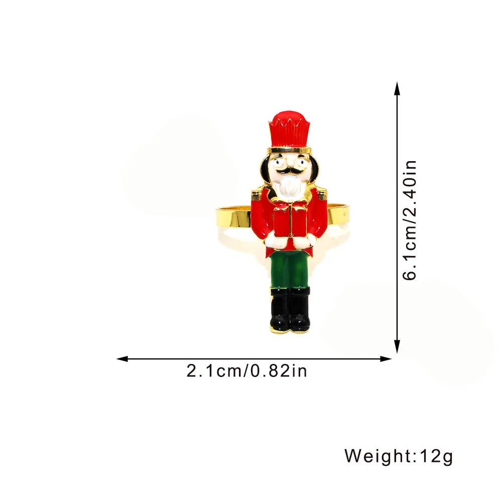 Christmas Table Decorations Xmas Nutcracker Napkin Ring Cartoon Soldier Napkin Ring Holders Metal for New Year
