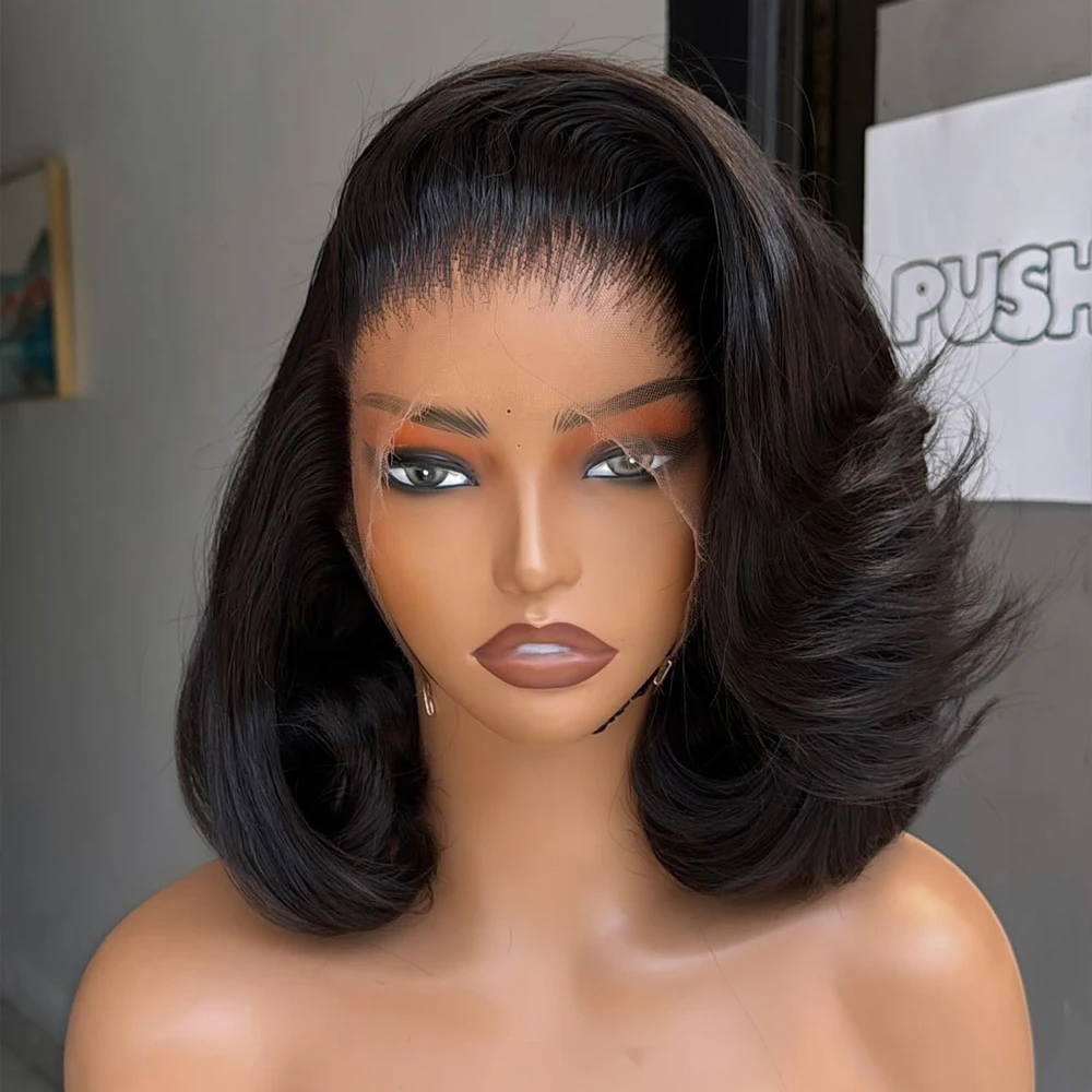 Human Hair Wigs Layered Blunt Cut 13X4 Lace Front 4x4 Lace Closure Pre Plucked 250% Brazilian Wig For Black Women