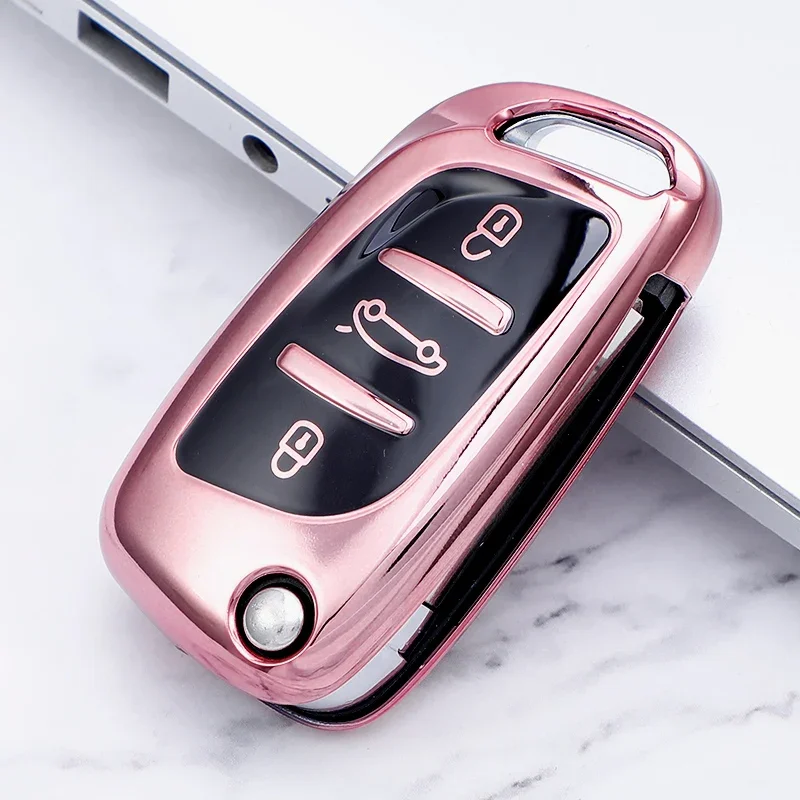Soft TPU 3-Button Car Key Full Cover - Premium Auto Key Shell Accessories