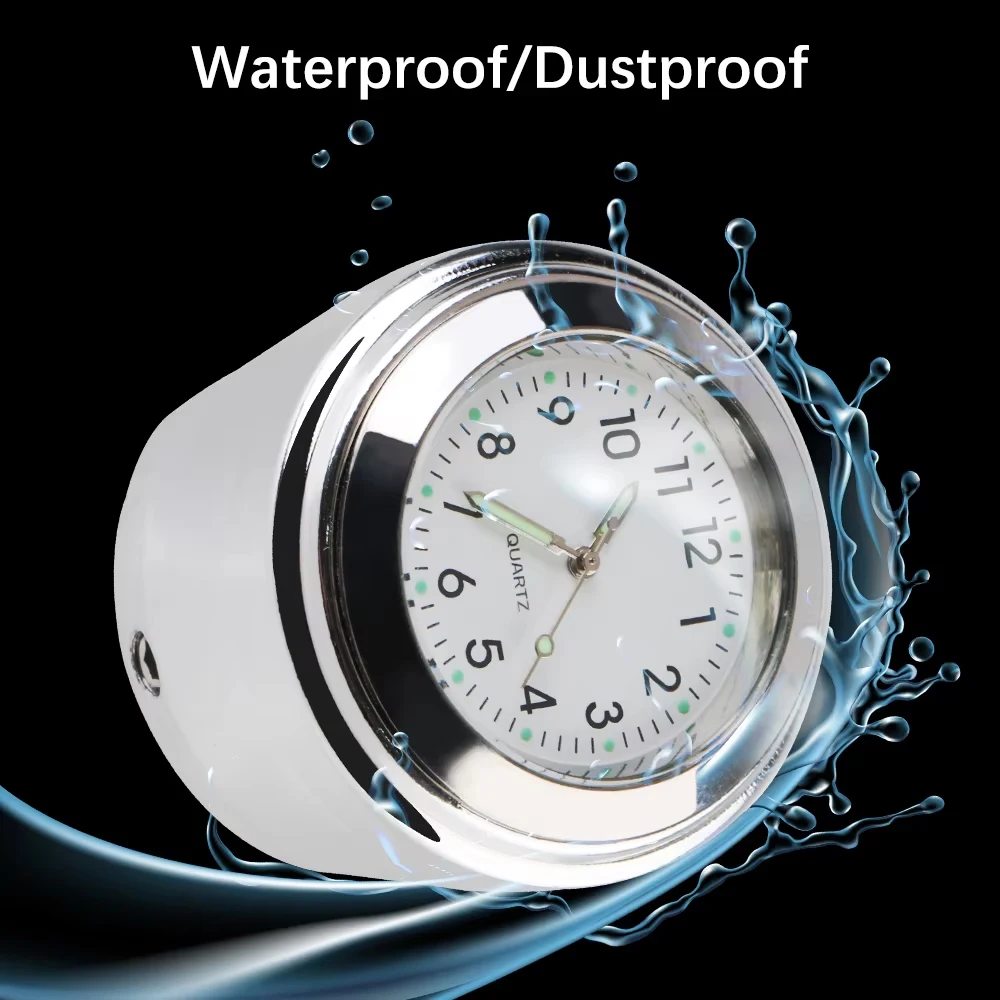 Waterproof Luminous Quartz Clock for Motorcycle Handlebars
