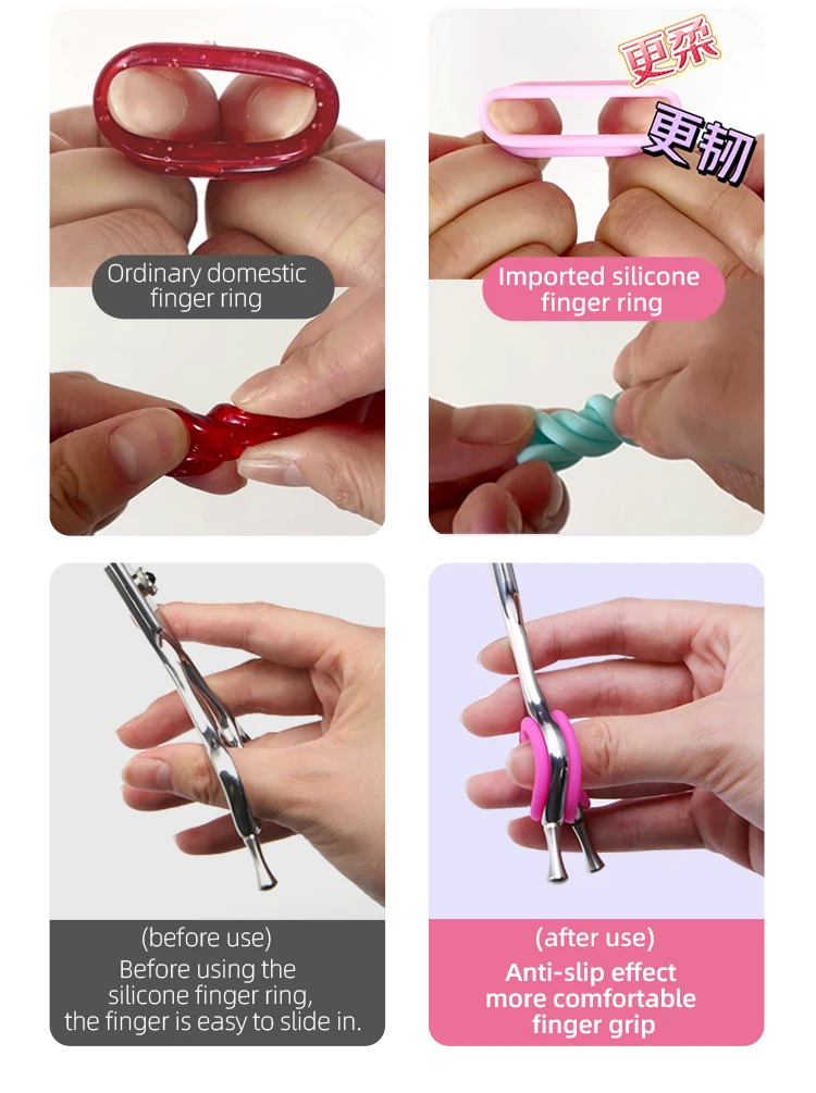 Fenice Haustierschere, Silikon-Fingerringe, importierter weicher Finger, rutschfester Ring, Kosmetikerin-Fingerset, ultraweich und bequem – Detail 4