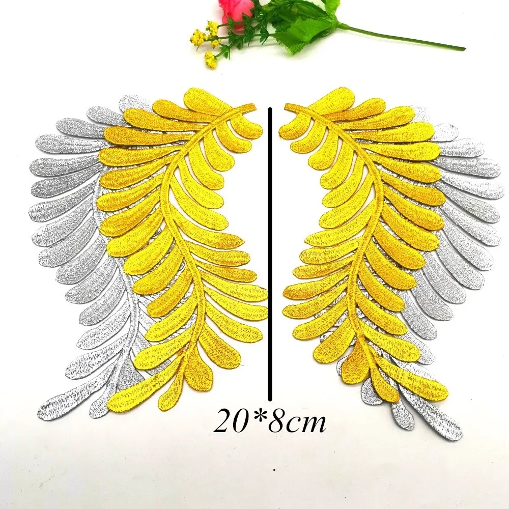 Sewing Patches Clothing Accessories 1 Pair Iron On Patches For Cosplay Diy Clothes Gold Embroidery Appliques Trims Garments Budges