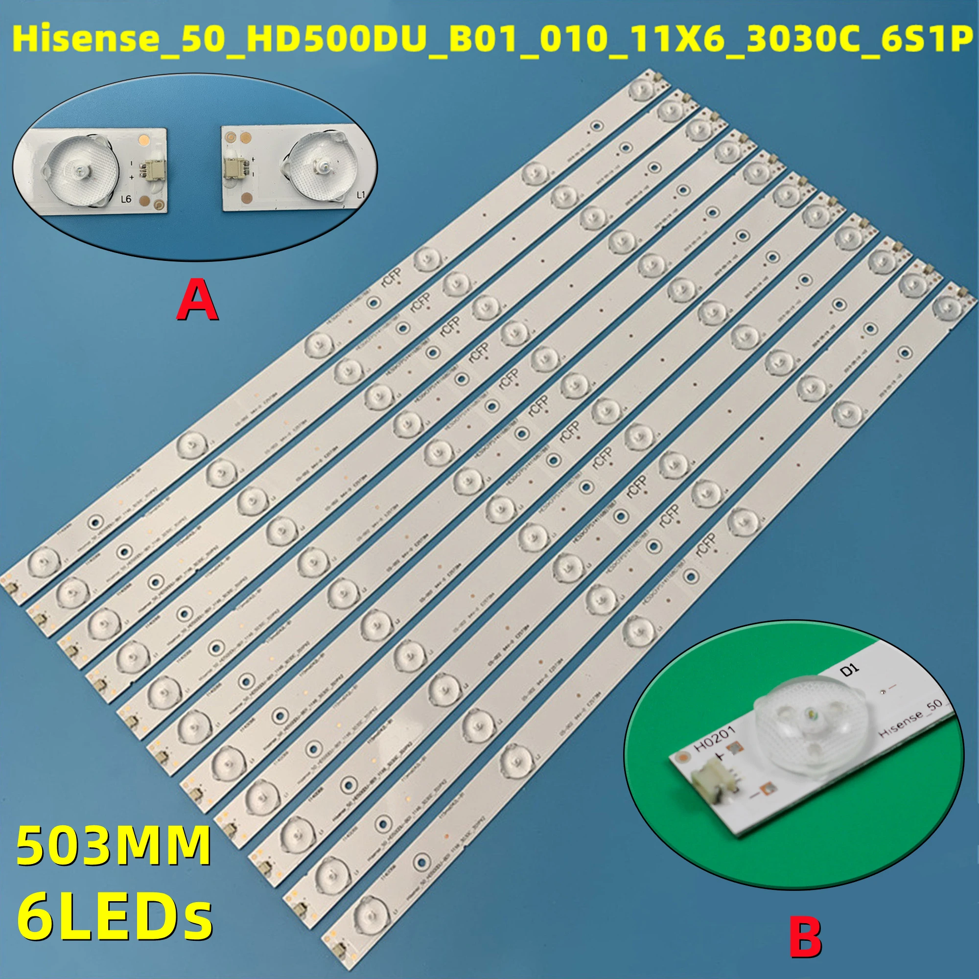 

110Pcs/Set LED Backlight Strip Hisense_50_HD500DU_B01_010_11X6_3030C_6S1P 50H6C LTDN50K321 UWTSEU 50CU6000 RSAG7 LED50K320U