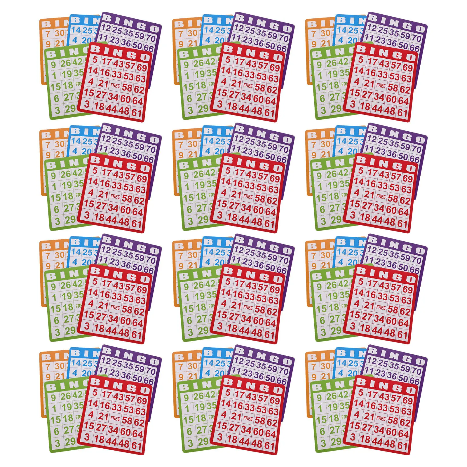 100pcs 5색 빙고 카드 가족 파티 재미있는 교육용 장난감을 위한 종이 게임 시트 - 여름 카니발 티 파티 게임