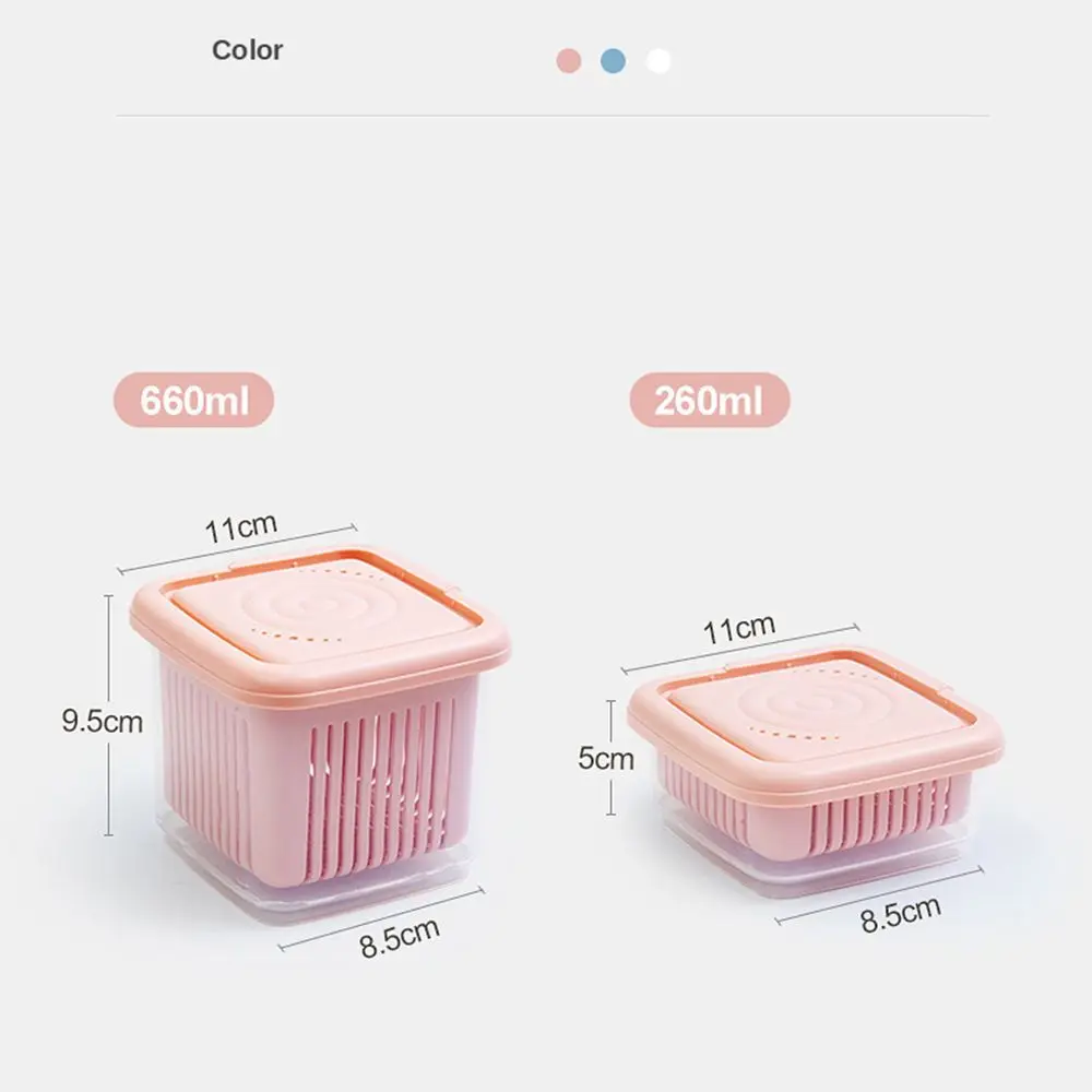 Plastic Kitchen Gadget Thick Double Layer Sealed Ginger Container Fruit Storage Containers Vegetable Tray Fridge Storage Box 6