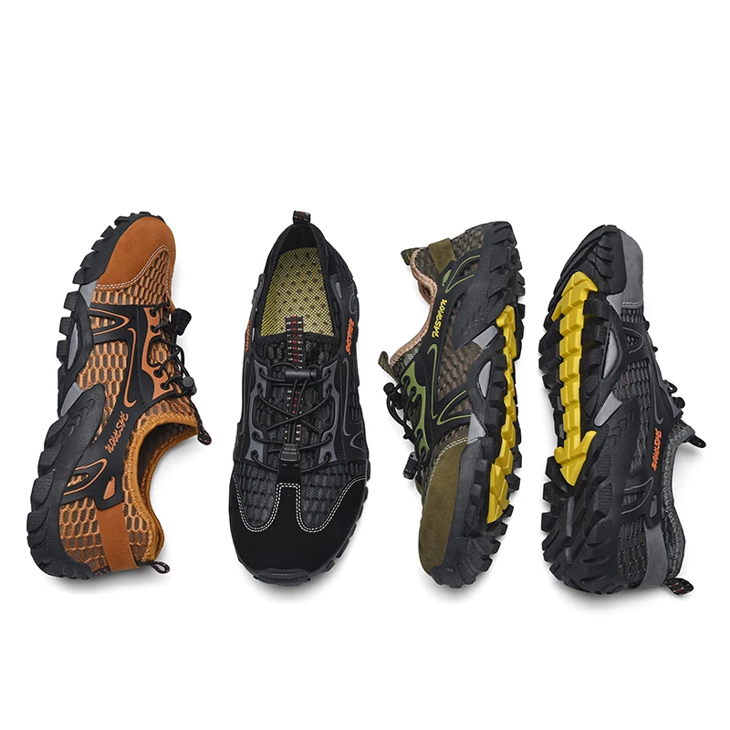 HIKEUP New Men Summer Outdoor River Walking Shoes Wading Hiking Shoes Elastic Band Rubber Sole Anti-Slip Wear-Resistant