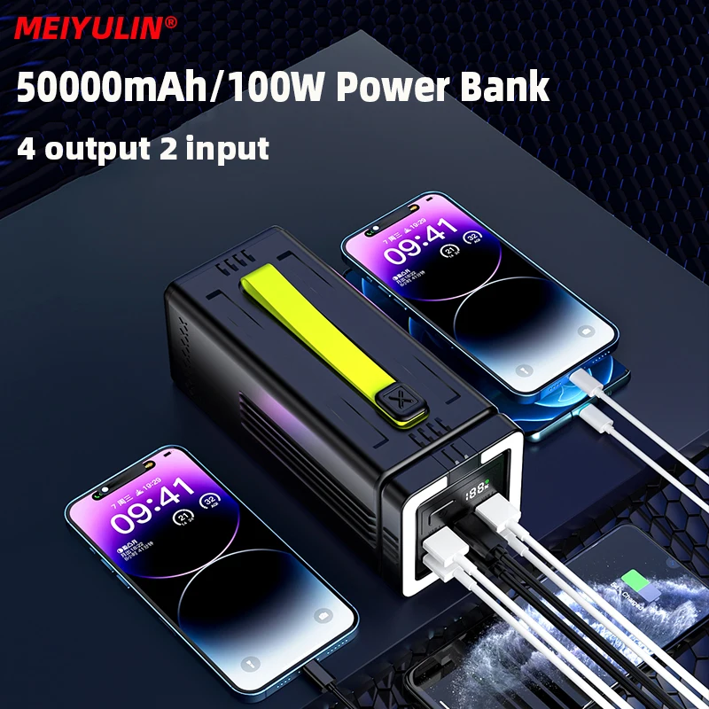 

MEIYULIN 100W Power Bank 50000mAh Fast Charging Portable Power Station External Spare Battery For iPhone Xiaomi MacBook Laptop