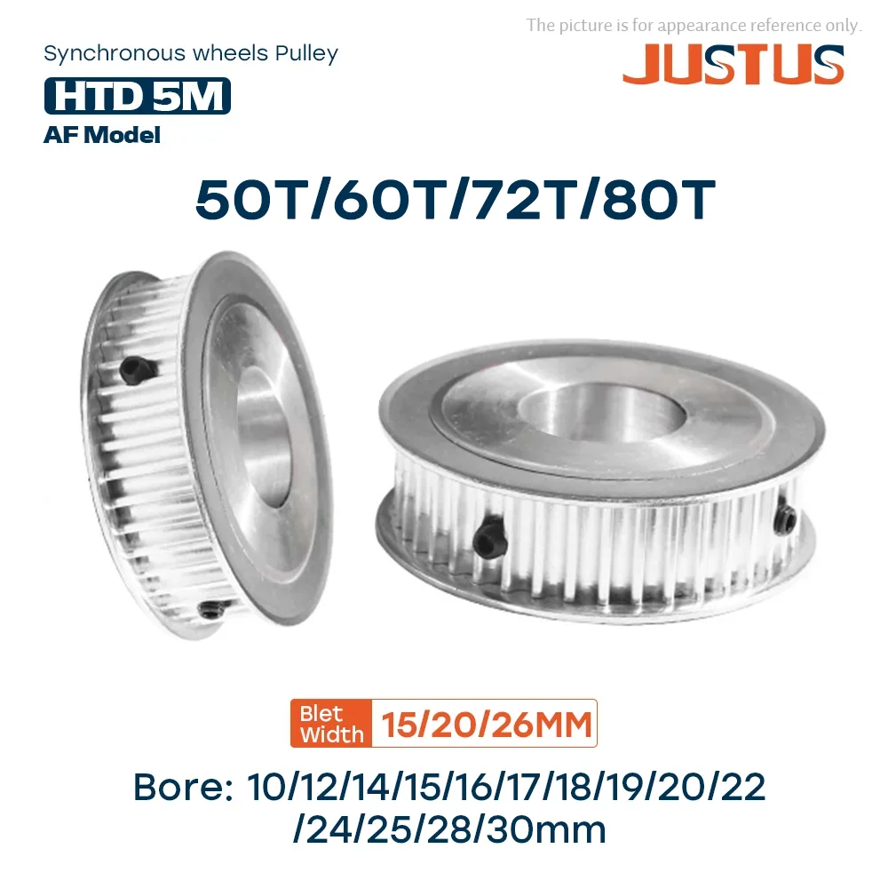 HTD 5M 50T/60T/72T/80 Teeth Timing Pulley Bore 8-30mm keyway 3x1.4/4x1.8/5x2.3/6x2.8/8x3.3mm for 15/20/25mm Width Belt
