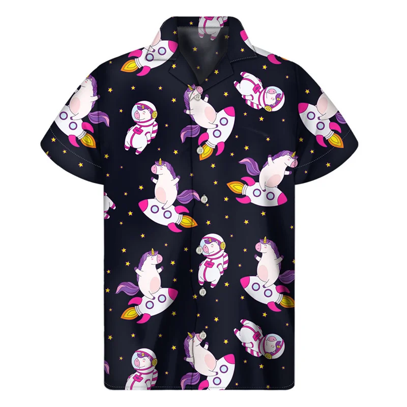 thumbnail image 1 of Camisas hawaianas con estampado 3D de astronauta para hombre, camisas con solapa de astronauta, camisetas holgadas con botones para la calle, blusas de manga corta, 1 of 5