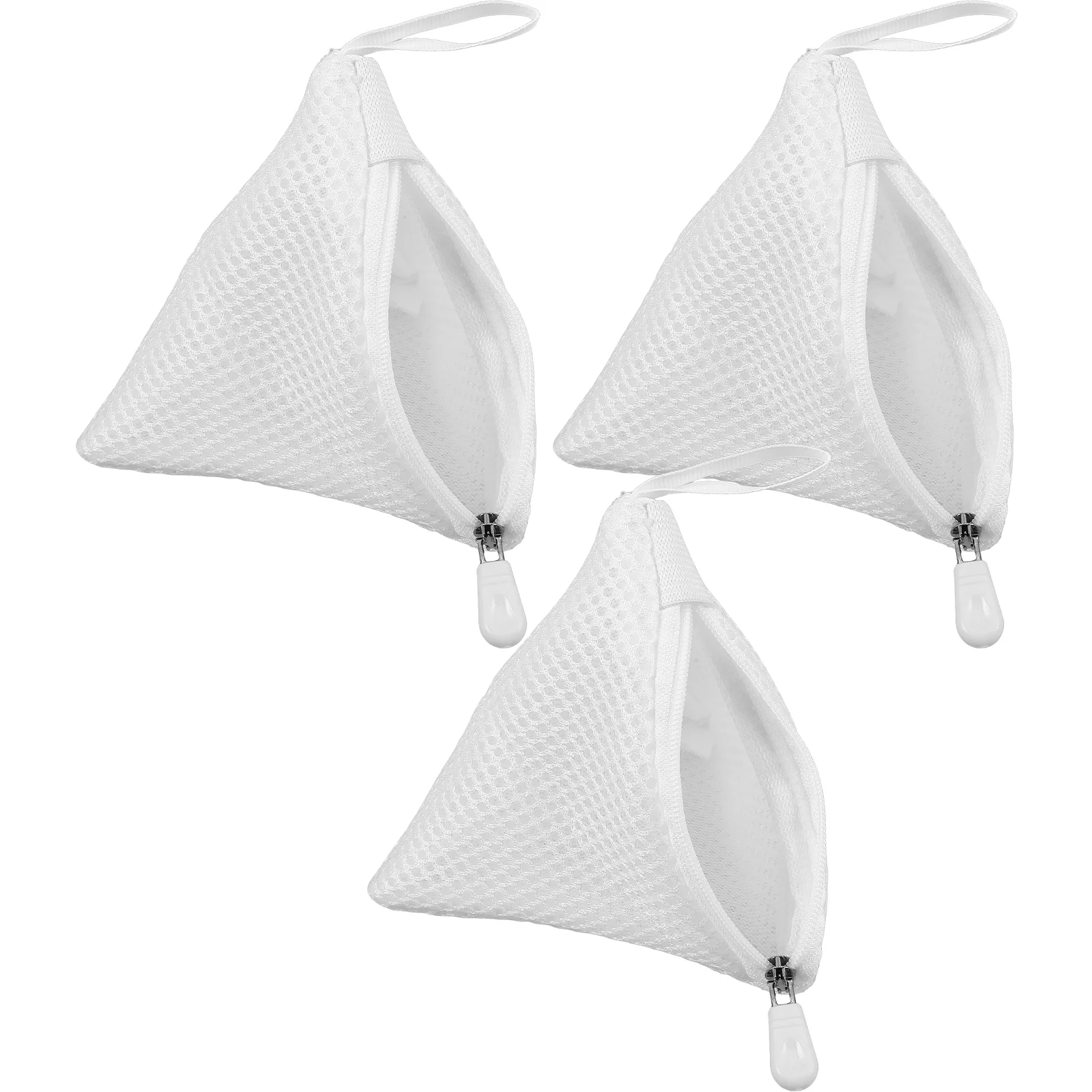 3pcs Zippered Mesh Laundry Bags Triangular Washing Machine Wash Pouch Small Socks Underwear Wash Bags Polyester Wash Pouches 3