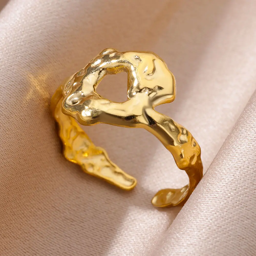 Stainless Steel Ring 316L Gold Plated Adjustable