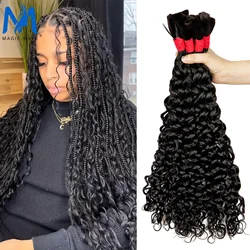 100% Unprocessed Virgin Hair Bulk Extensions Curly Hair Bulk 24 26 Inch Natural No Weft Water Wave Human Hair Bulk for Braiding