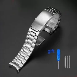 Premium 904L Stainless Steel Watch Band for Men - 18mm, 20mm, 22mm Options (3 beads Silvery)
