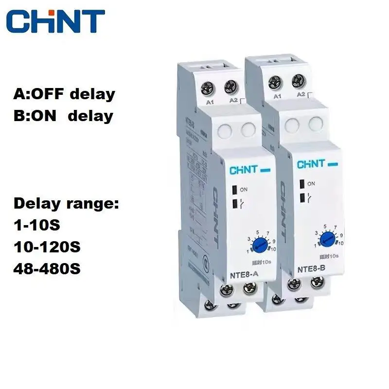 Interruptor do Temporizador Digital do Trilho do Ruído Série do Chint Nte8 Atraso de Tempo Controle Fora Poder sobre o Atraso Nte8-a Nte8-b 10s 120s 480s 220v 24v