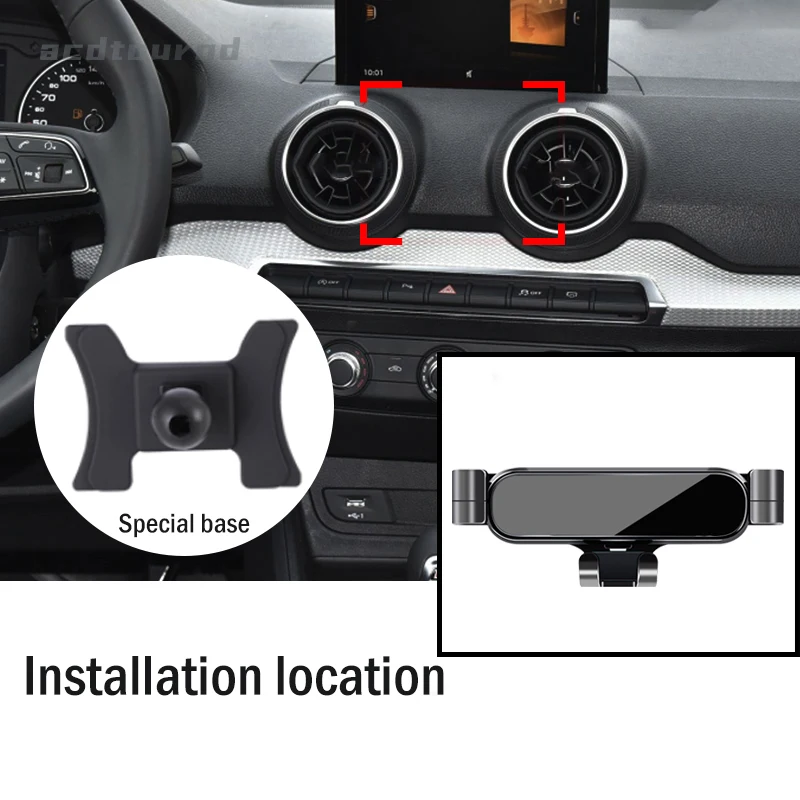 Car Phone Holder for Audi Q2-Gravity Navigation Bracket GPS Stand Air Outlet Clip Rotatable Support Mount Accessories