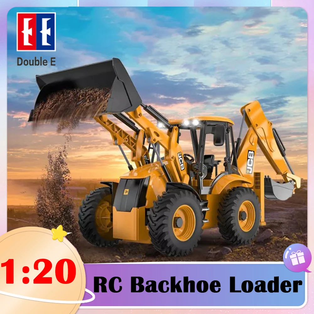 

DOUBLE E E589 RC Backhoe Loader 1:20 Excavator Remote Control Car Engineering Vehicle Truck Car Bulldozer Trailer Toys for Boy