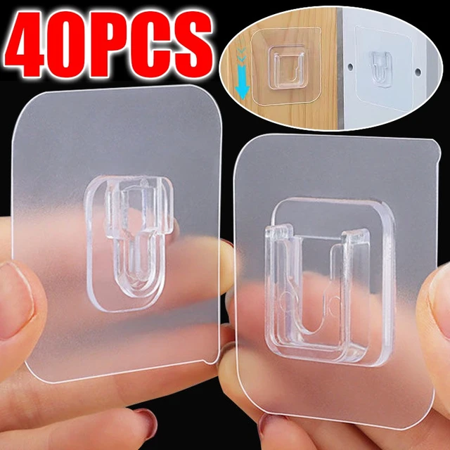 40/2pcs Double Sided Self Adhesive Wall Hooks Transparent Invisible  Traceless Hook Wall Storage Holder Kitchen Bedroom Organizer - AliExpress