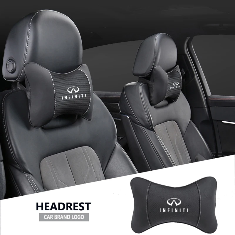 인피니티 Q50 Q30 QX50 QX60 FX35 QX30 QX80 Q60 G37 FX30 M37 ESQ JX35 QX70 FX50 용 자동차 시트 헤드레스트 자동 로고 목 베개 1개
