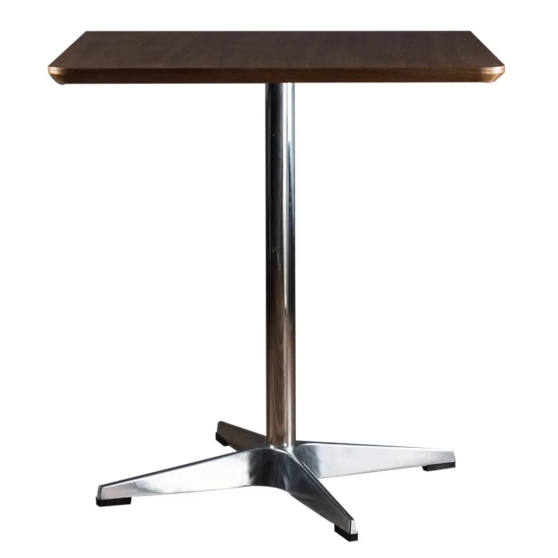Nordic simple table walnut cafe dining table stainless steel restaurant commercial negotiation small square