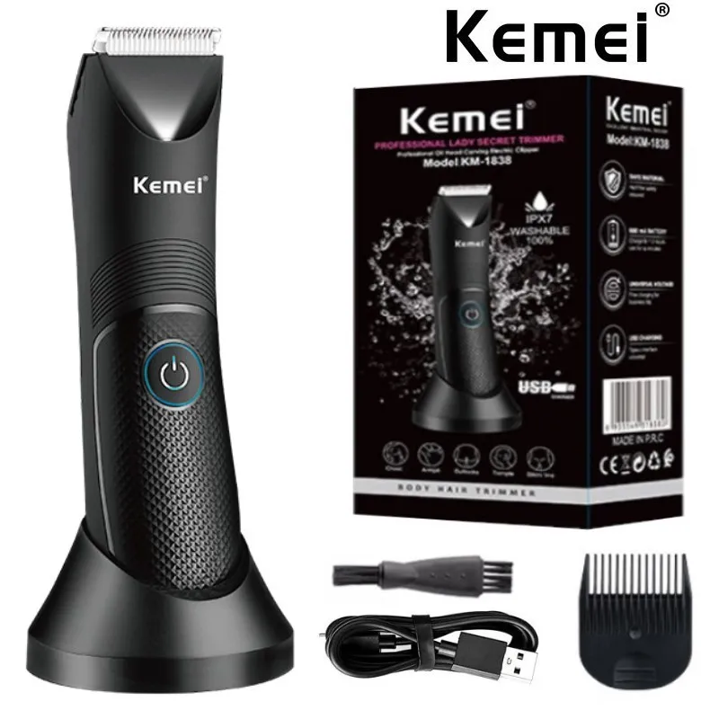 

Kemei Groin Area Hair Trimmer Lawn Mower Ceramic Blade Waterproof Wet Dry Clippers Pubic Armpit Body Hair Ultimate Hygiene Razor