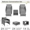 Balcony Furniture 5 Piece Patio Conversation Set, PE Wicker Rattan Outdoor Lounge Chairs with Soft Cushions 2 Ottoman&Glass Tabl 2