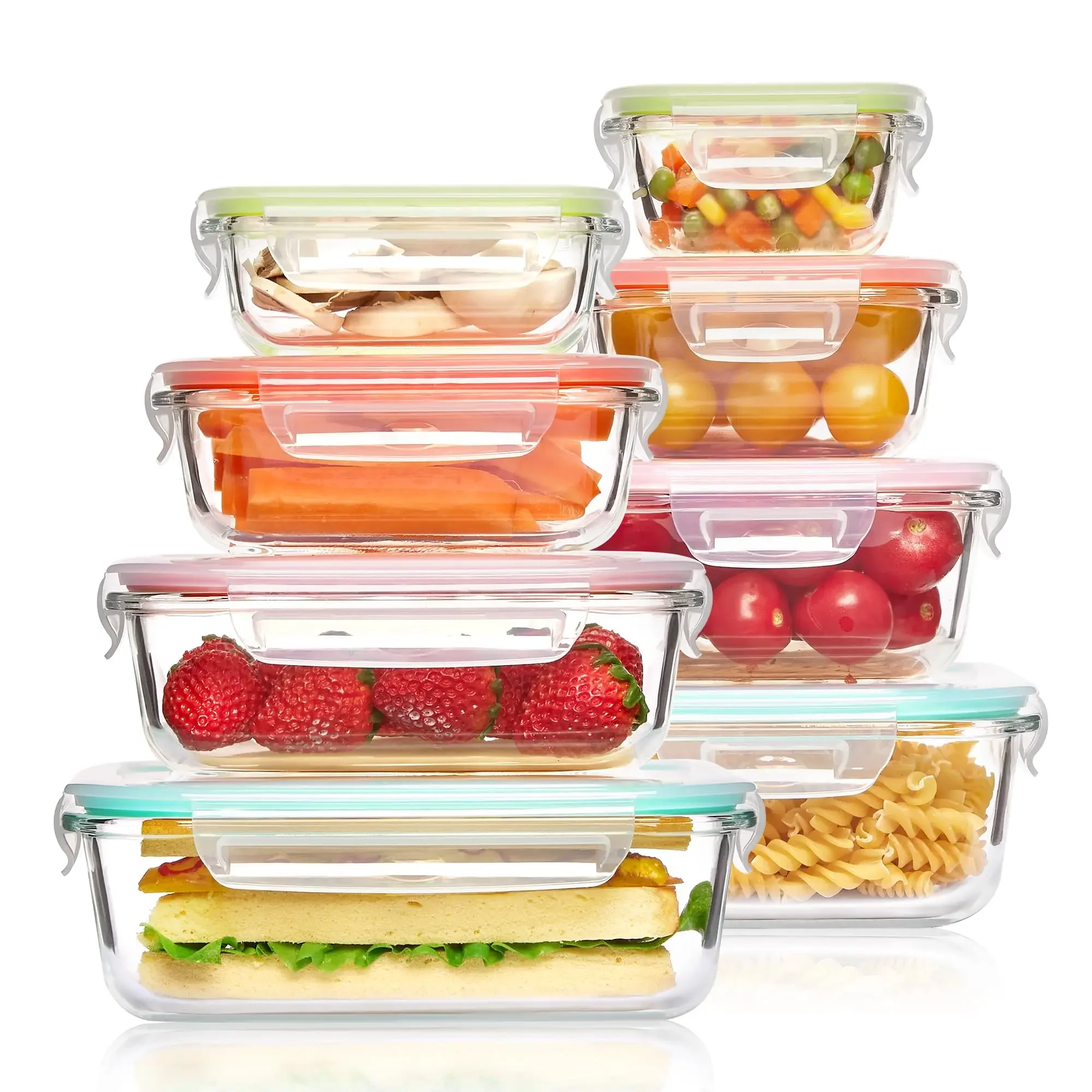Premium Glass Food Storage Containers - Airtight Bento Box for Meal Prep, Microwave, Oven, Freezer, and Dishwasher Safe, BPA-Free