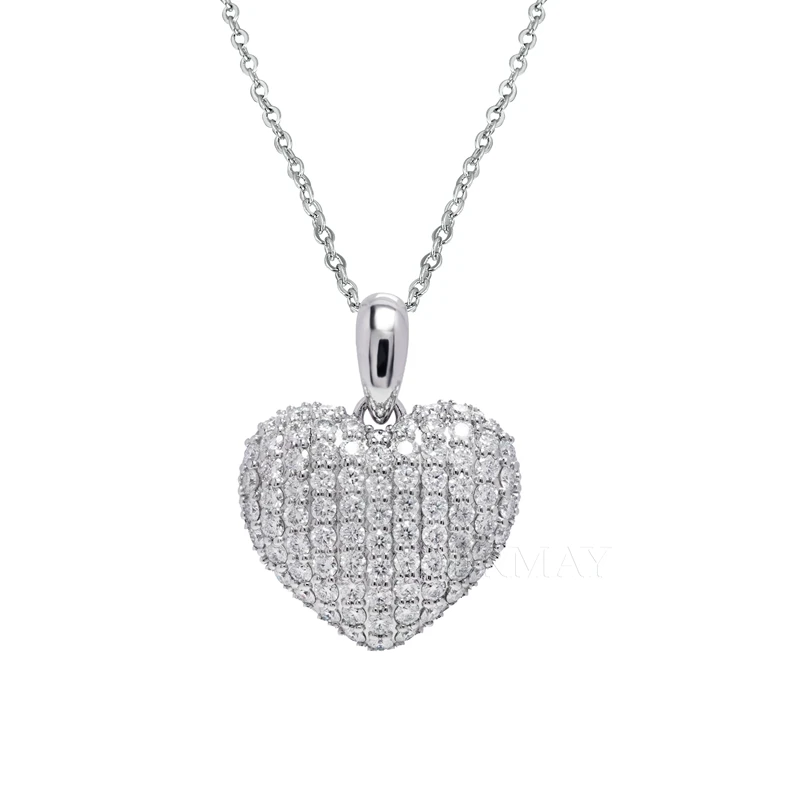 

Cadermay Hip Hop Jewelry 2022 Heart Shape Moissanite Pendants S925 Silver Charm For Man Women Party Cuban Necklace