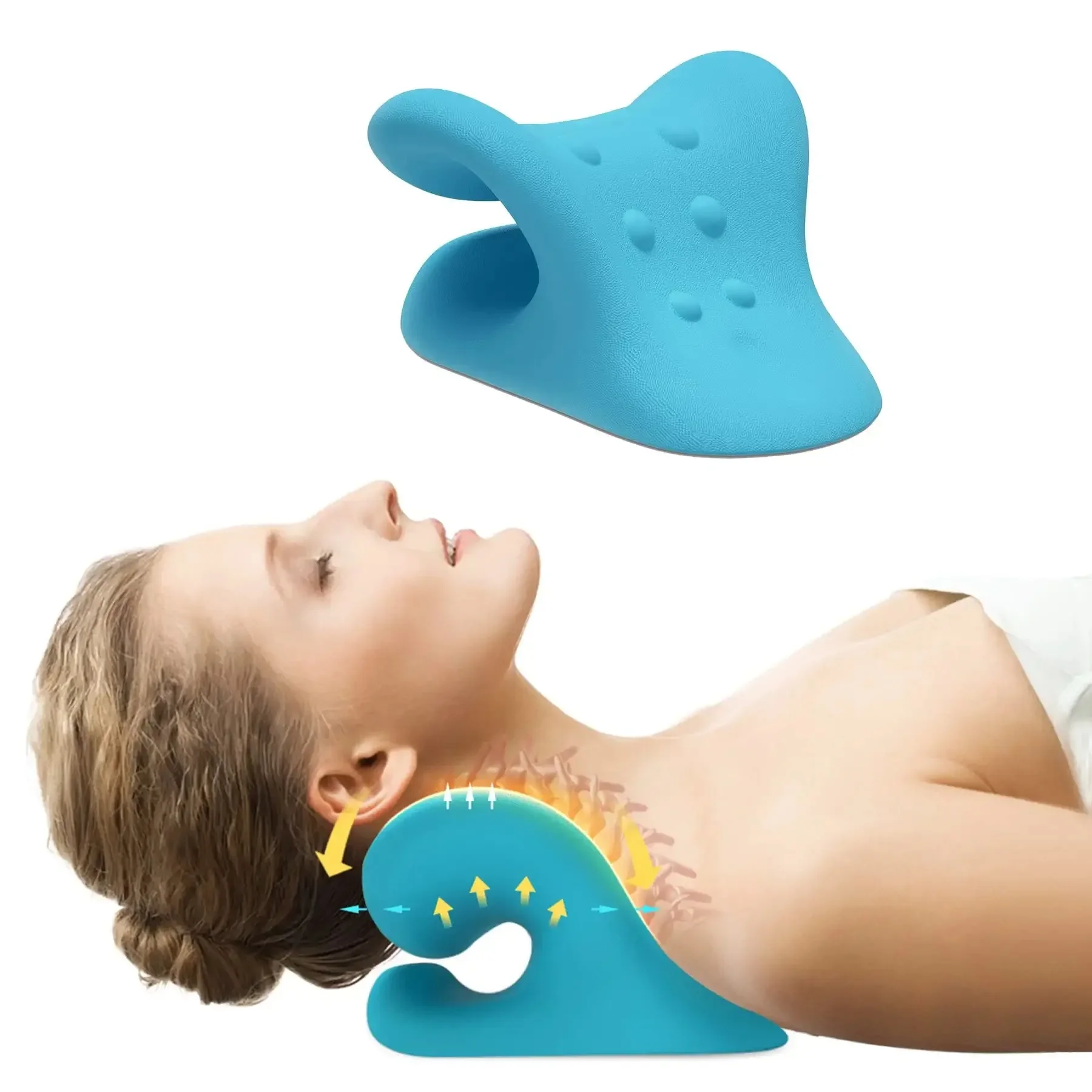 Cervical traction device, neck and shoulder relaxant, cervical traction device, neck relaxant with massage node, relieving heada