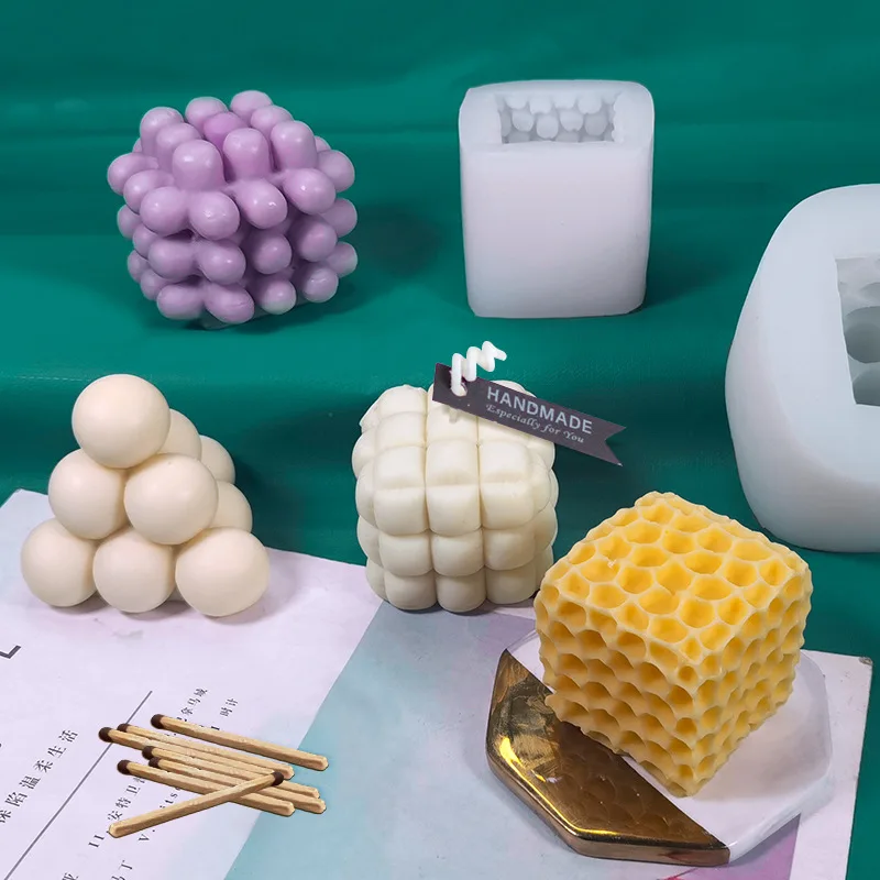 

2022 Cube Pyramid Plaster Handmade Soap Silicone Mold DIY Magic Ball Aromatherapy Candle Mold Creative Baking Mousse Cake Mold