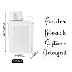 Laundry Room Organization and Storage Dispenser - Versatile Detergent and Softener Container (1800ml)