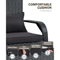 Outdoor Rocking Chair- Outdoor Glider Rattan Rocker Chair with Heavy Duty Steel Frame- All Weather Rocker Chair for Garden 2