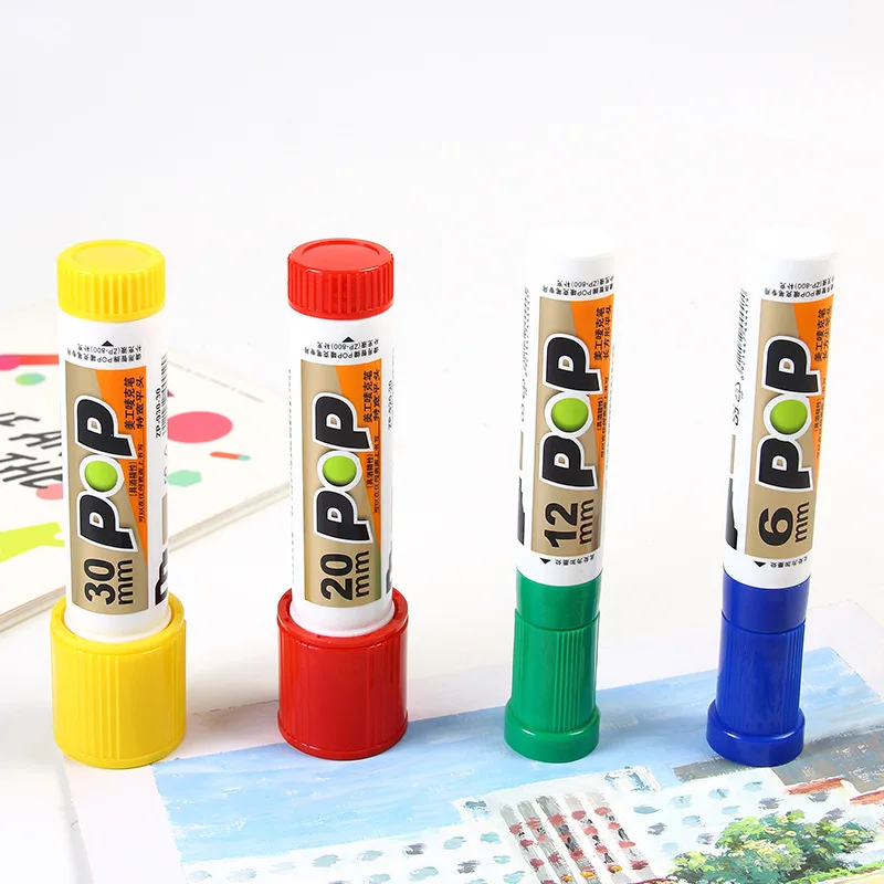 POP-30mm 영구 마커 펜 12색 광범위한 치즐형 영구 태깅펜 (슈퍼마켓, 세라믹, 유리, 목재, 암석 페인팅용)